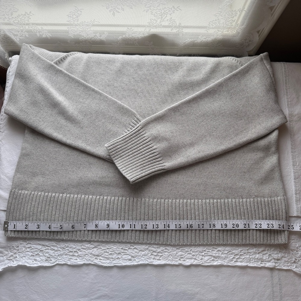 Everlane Crop Sweater Cotton The Boxy Crewneck Ribbed Hem Grey M Minimal - Picture 14 of 15